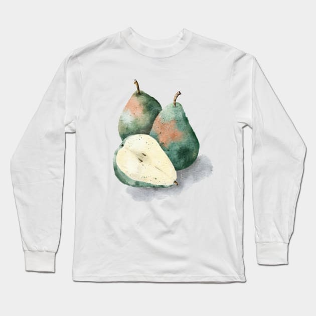 Watercolor pears Long Sleeve T-Shirt by Ieva Li ART